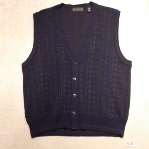 Brandini Le Collezioni Mens Cardigan Button Vest Sz.L/Blue/Wool-Acrylic/Pattern